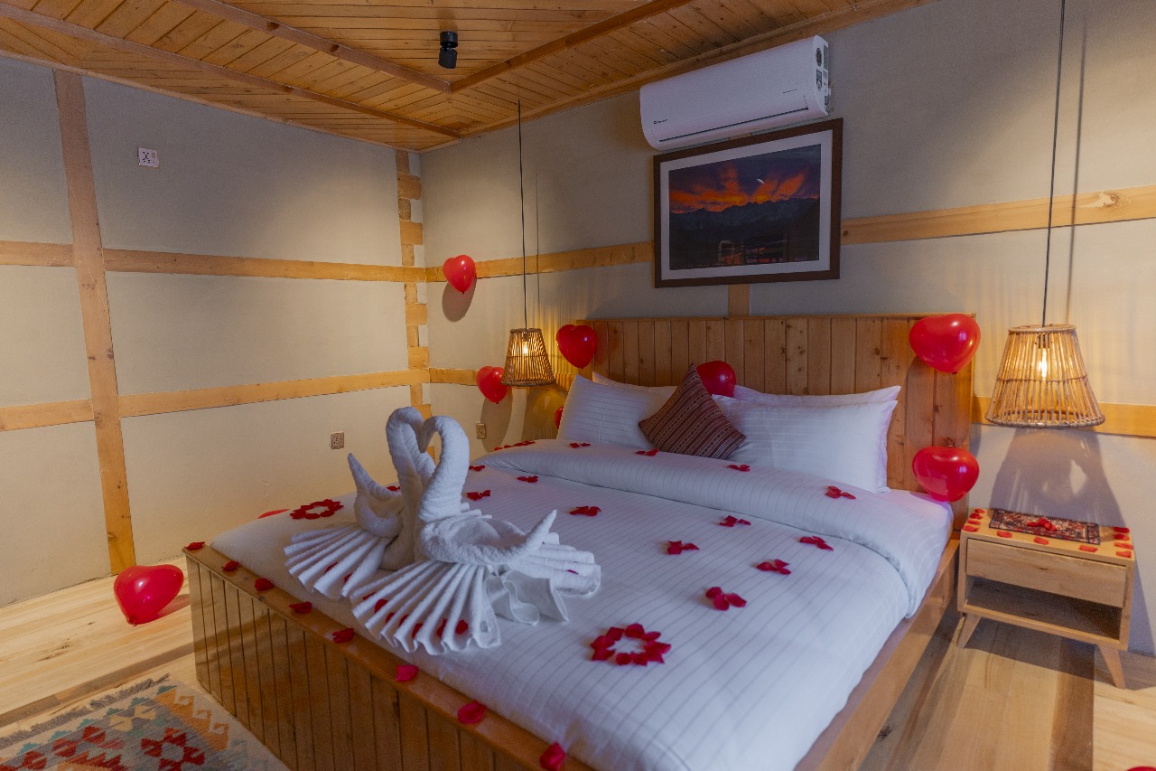 Couple enjoying a scenic view in the mountains